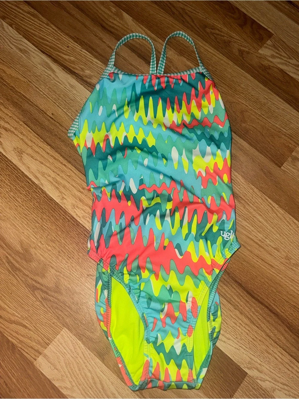 Dolfin Uglies V-Back swimsuit in the  Zippy print, size 36  EUC